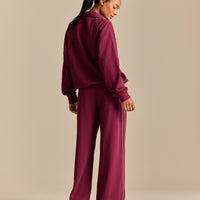 Comfort Lightweight Henley Sweat | Deep Berry (3/6)