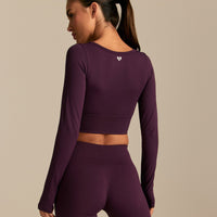 Define 2.0 Long Sleeve Scrunch Crop Top | Blackberry (3/6)