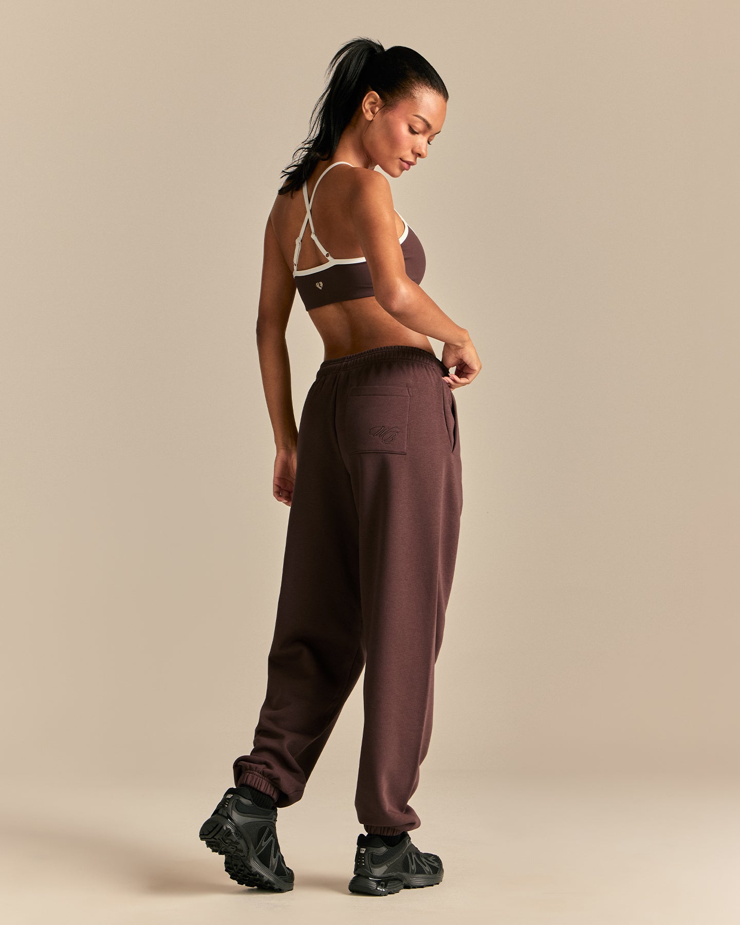 Comfort Mid Waist Cuffed Hem Joggers | Cocoa Powder (3/6)