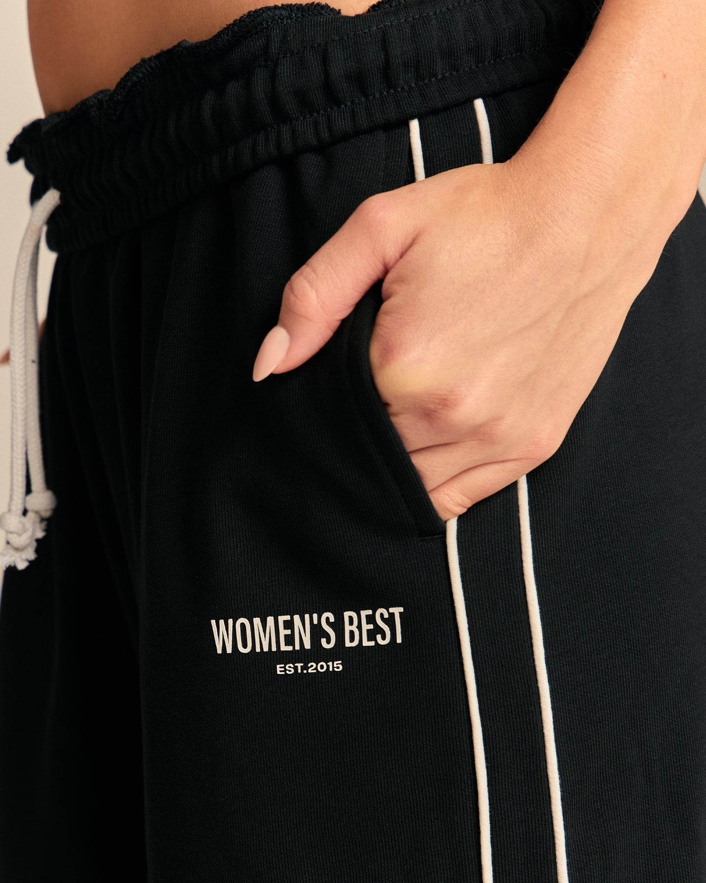 Comfort Mid Waist Contrast Straight Leg Joggers | Black (4/6)