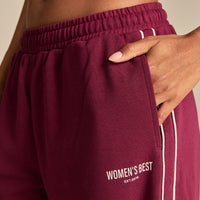 Comfort Mid Waist Contrast Straight Leg Joggers | Deep Berry (4/6)