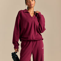Comfort Lightweight Henley Sweat | Deep Berry (6/6)