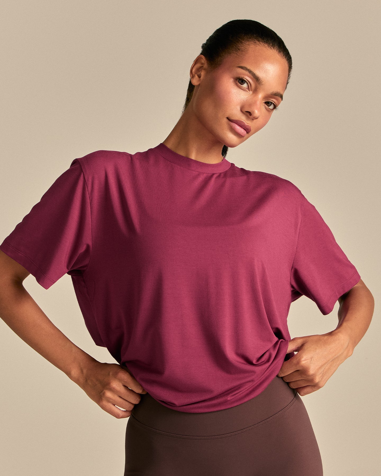 Comfort Oversized Hook Up T-Shirt | Deep Berry (6/6)