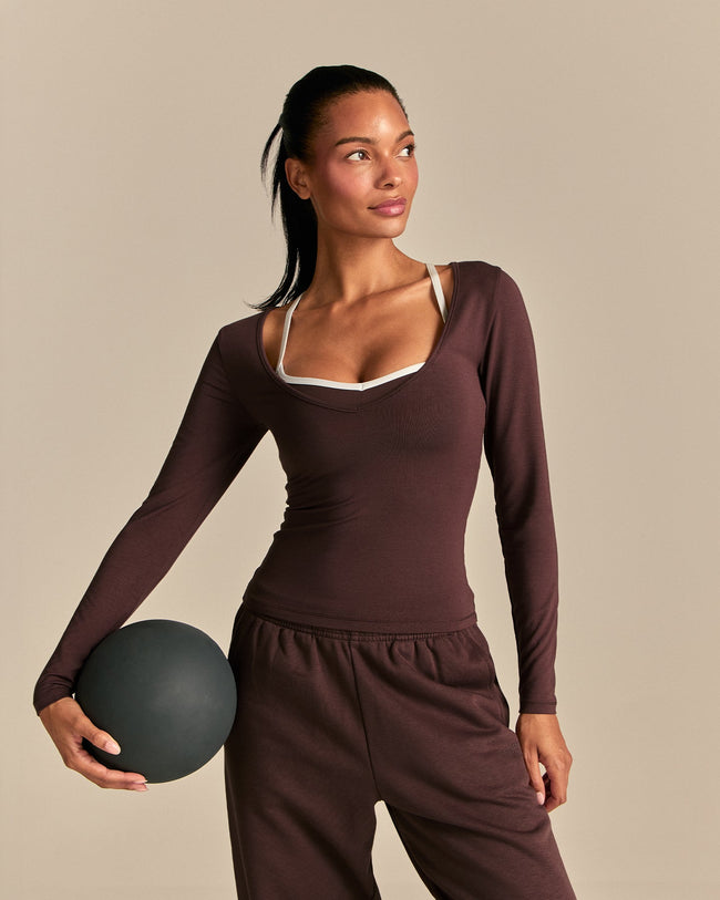 Smooth Contour Long Sleeve Reversible T-Shirt | Cocoa Powder (6/6)