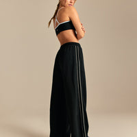 Comfort Mid Waist Contrast Straight Leg Joggers | Black (6/6)