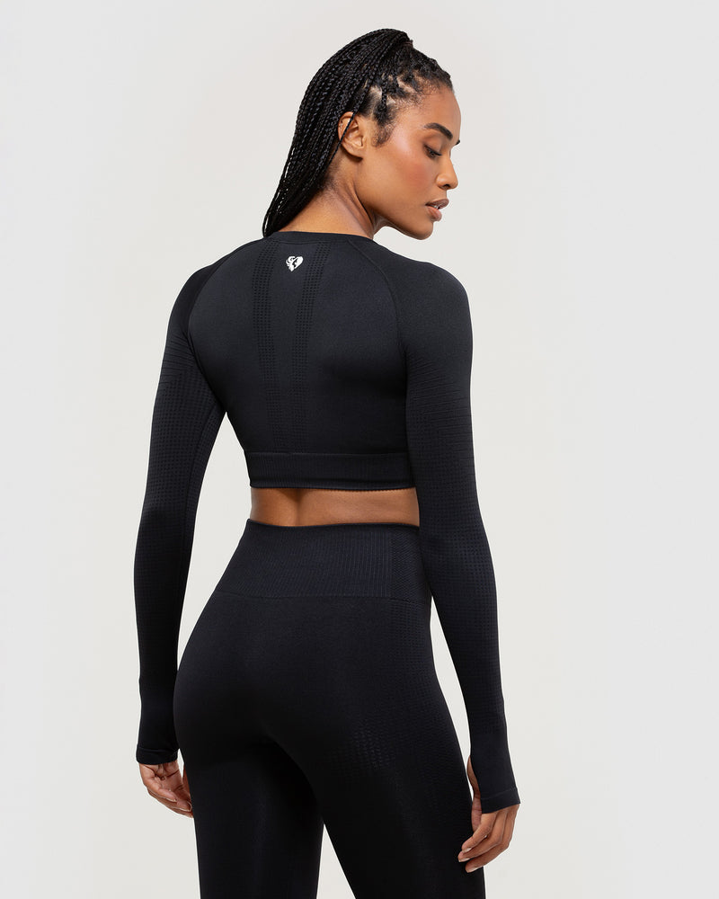 black spandex long sleeve top