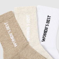 Crew Socks (3PK) | Off White/Buff/White
