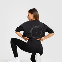 Comfort Oversized Cropped Long Sleeve T-Shirt | Black