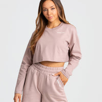 Comfort Oversized Cropped Long Sleeve T-Shirt | Taupe