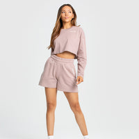 Comfort Oversized Cropped Long Sleeve T-Shirt | Taupe