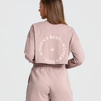 Comfort Oversized Cropped Long Sleeve T-Shirt | Taupe