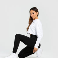 Comfort Oversized Cropped Long Sleeve T-Shirt | White