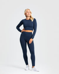 Essential Long Sleeve Crop Top | Sapphire Blue